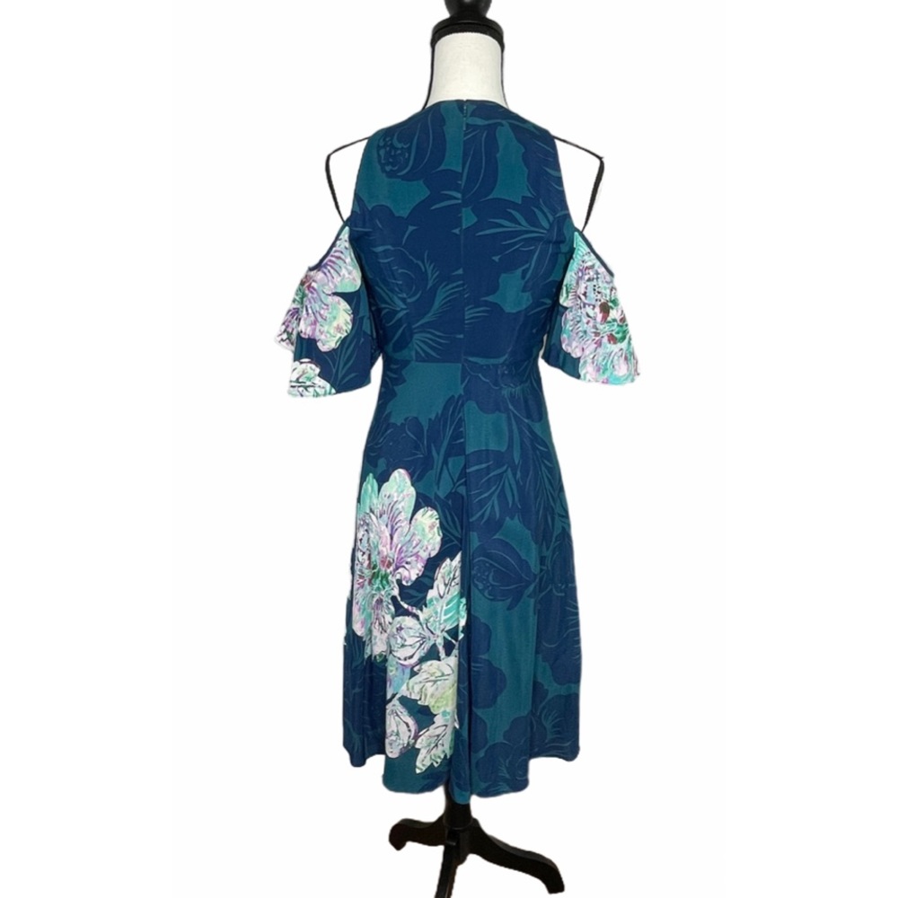 Anthropologie Maeve Elia Open Shoulder Dress Blue - Picture 7 of 12